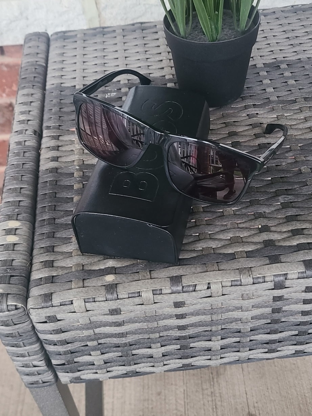 Boss Men's Black Sunglasses with Dark Smoke Lenses